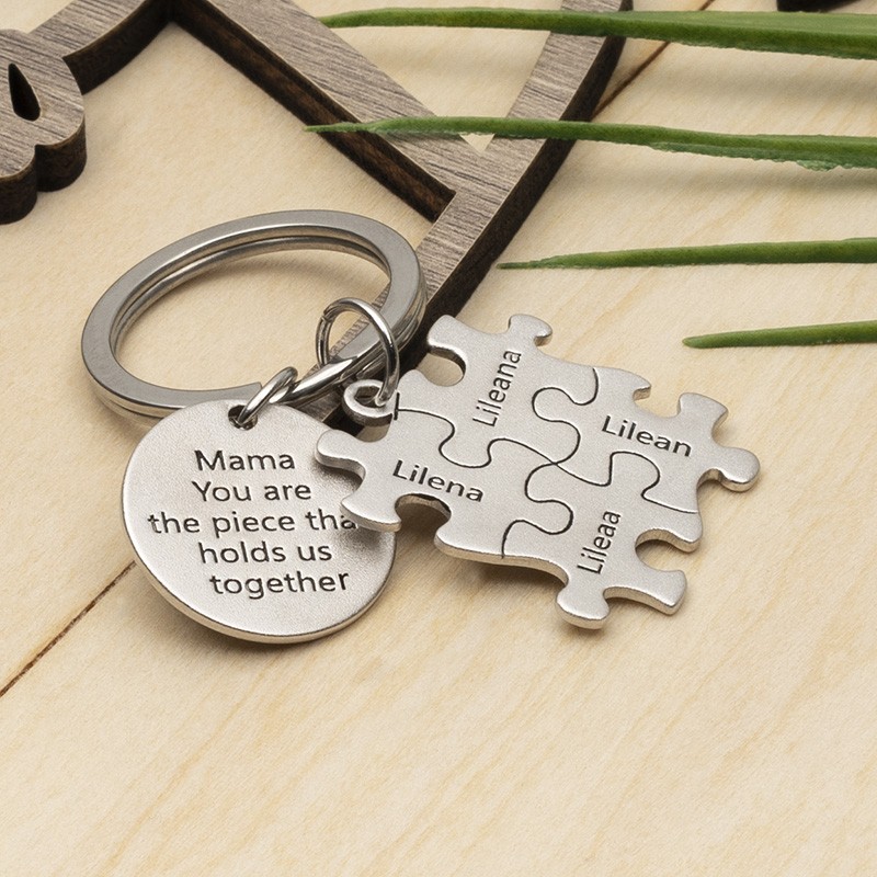 Mother's Day Gift Personalised Mama Puzzle Keychain Engraving 1-20 Names 