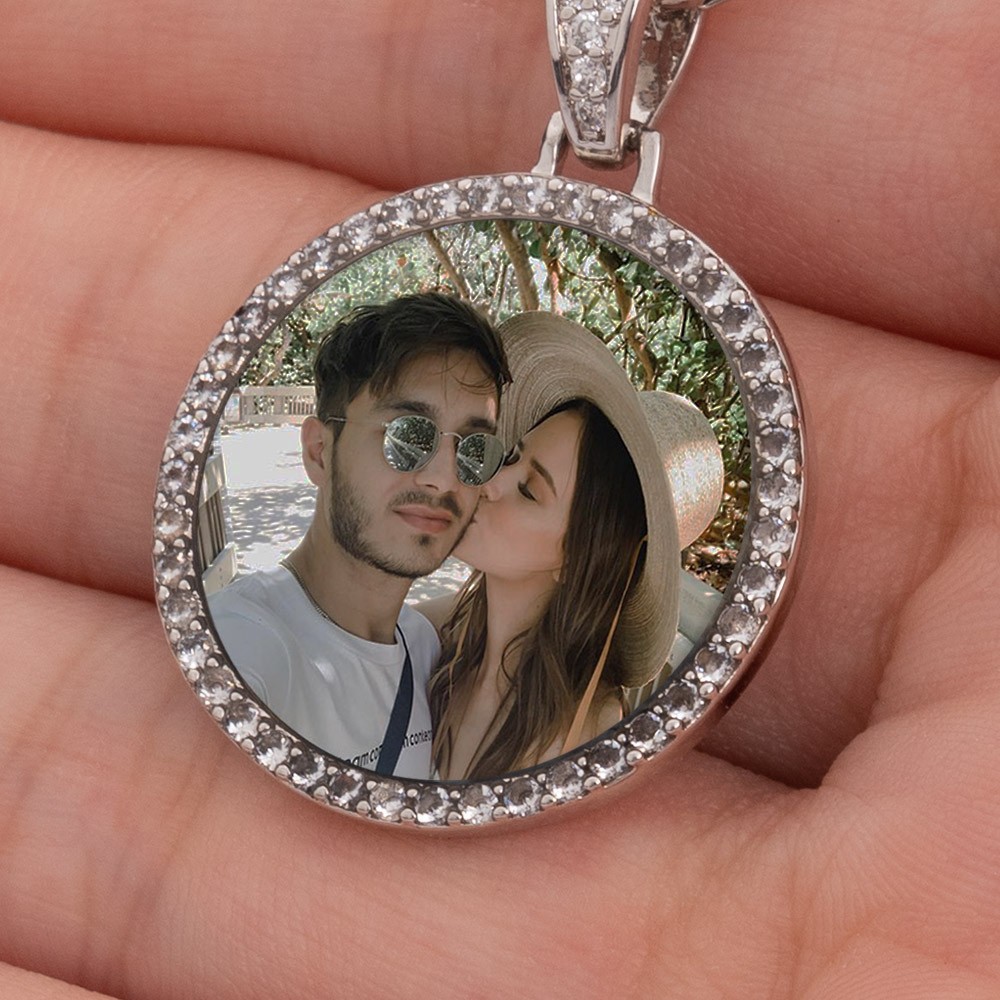 Personalised Photo Medallions Memory Necklace Pendant with Chain Leaves Shape Gift for Husband and Boyfriend