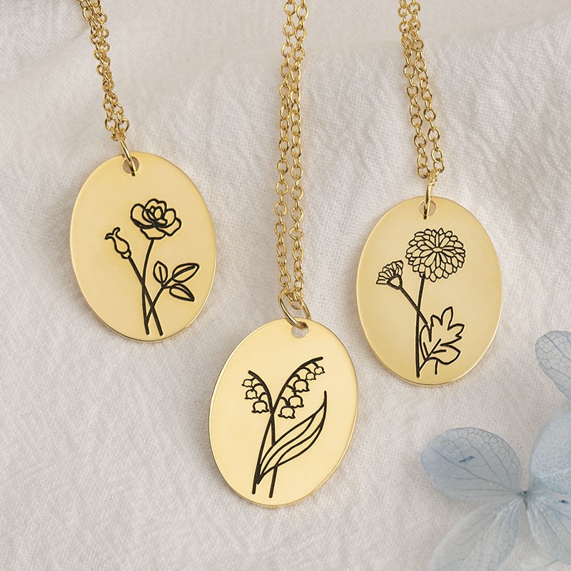 Personalised Birth Flower Necklace