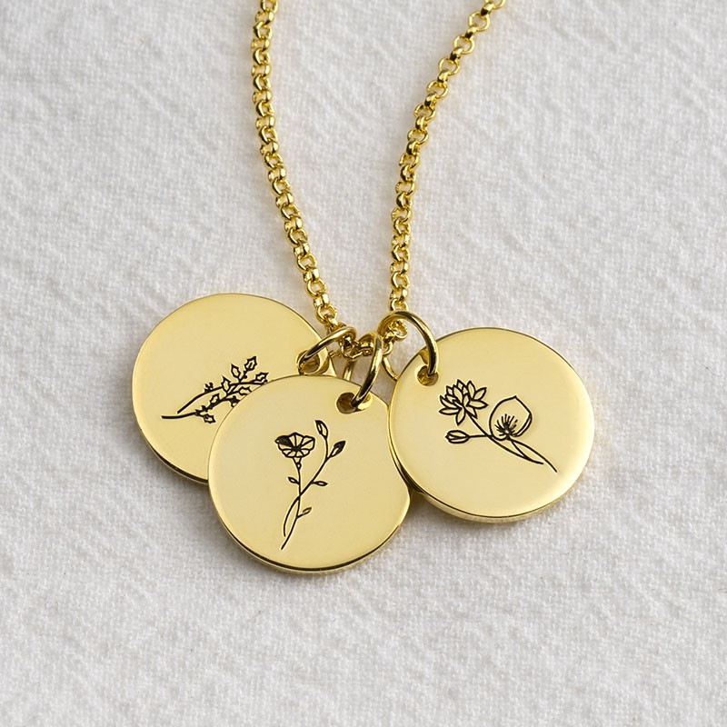 Personalised Birth Month Flower Necklace Gift for Mum 