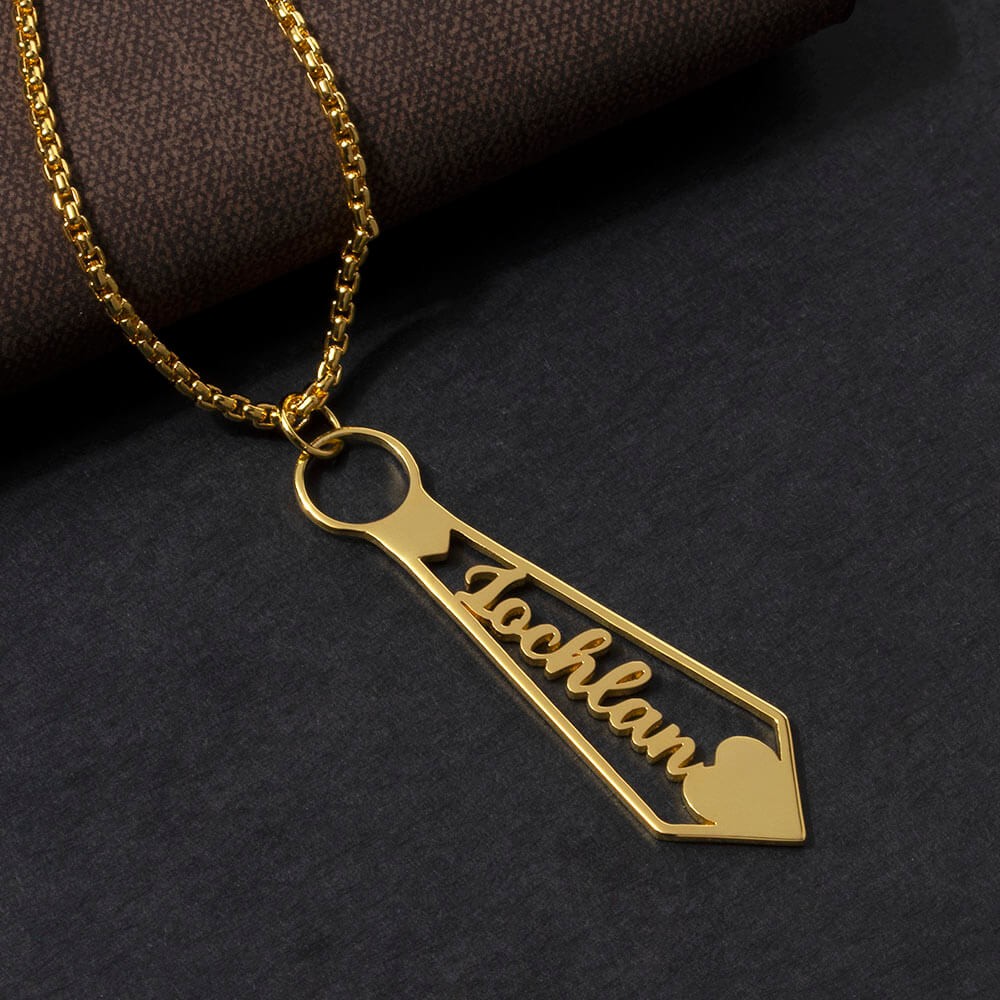 Personalised Tie Shaped Pendant Name Necklace