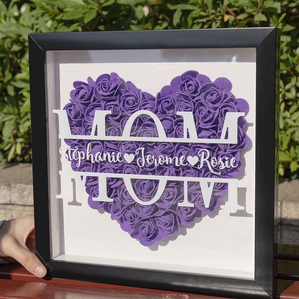 Personalised Mum Flower Shadow Box Gift for Mother's Day