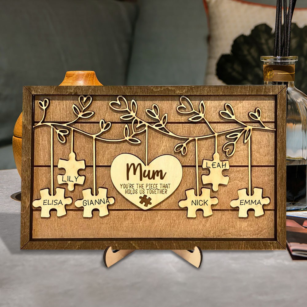 Hanging Puzzle Piece Frame Personalised Puzzle Sign File You're The Piece That Holds Us Together Gift for Grandma Mum New Mum Gift 