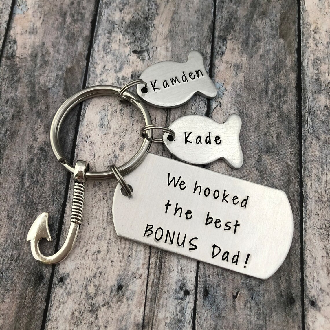 Personalised We Hooked The Best Bonus Dad Fishing KeyChain