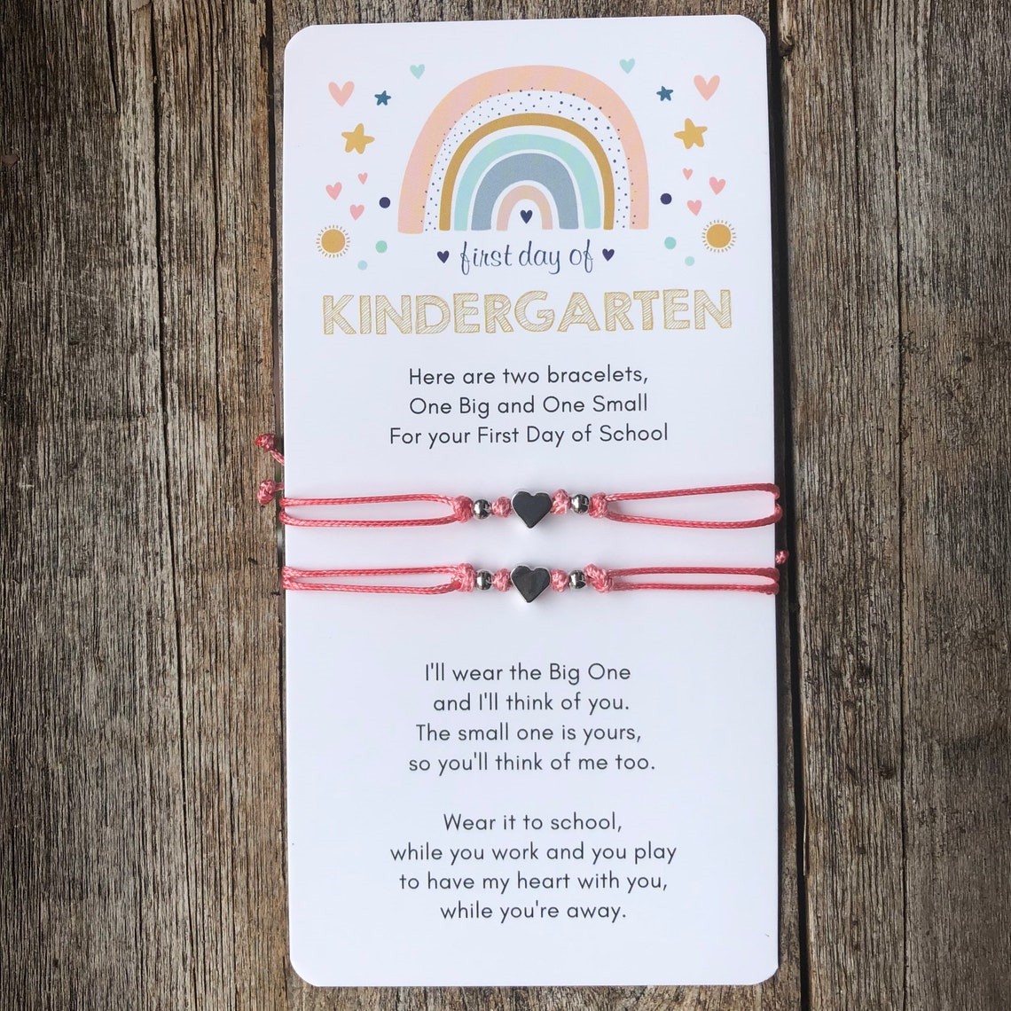 First Day of Kindergarten Mummy and Me Heart Matching Bracelets