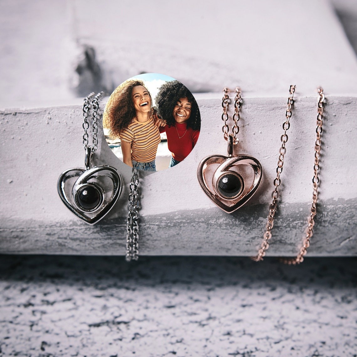 Personalised Heart Photo Projection Necklace