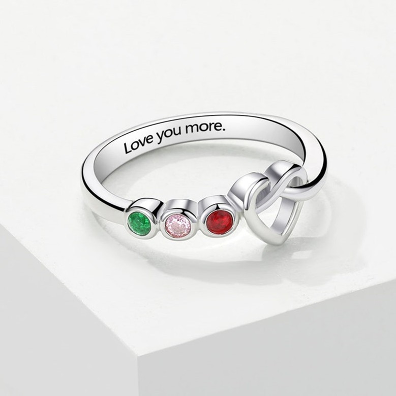 Personalised Ties of the Heart Birthstone Ring