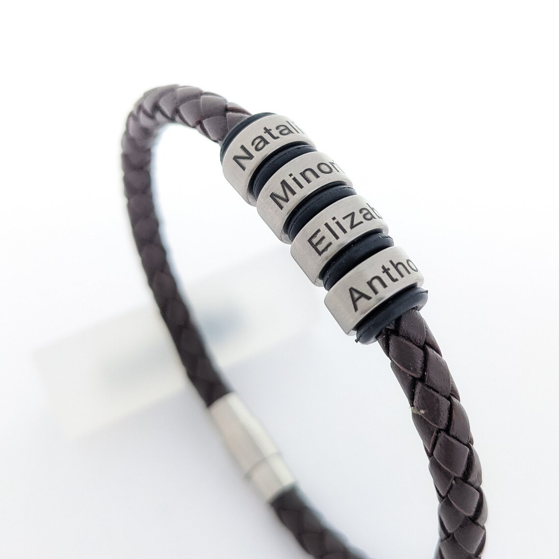 Braided Leather Beads Bracelet With 1-10 Beads