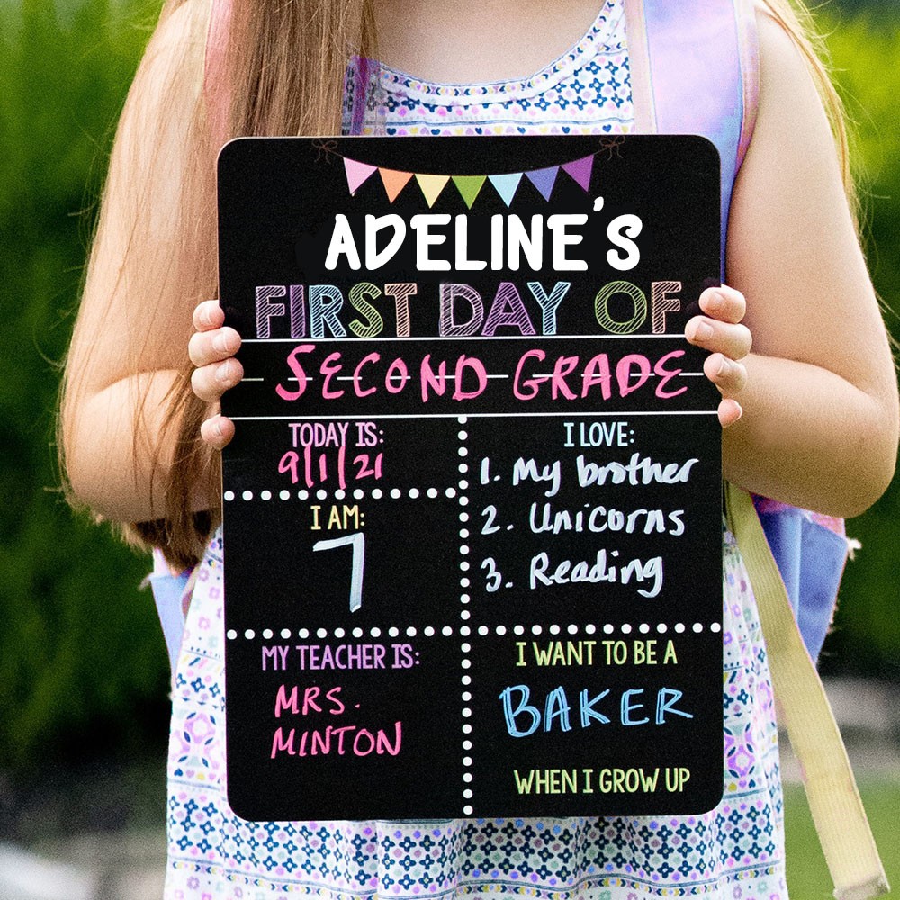 Personalised First Day of School Sign Reusable Chalkboard