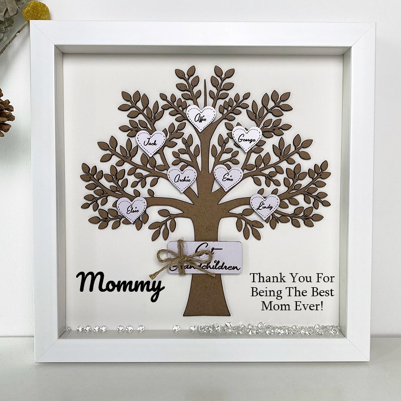 Personalised Family Tree Box Frame with 1-16 Names Mother's Day Gift