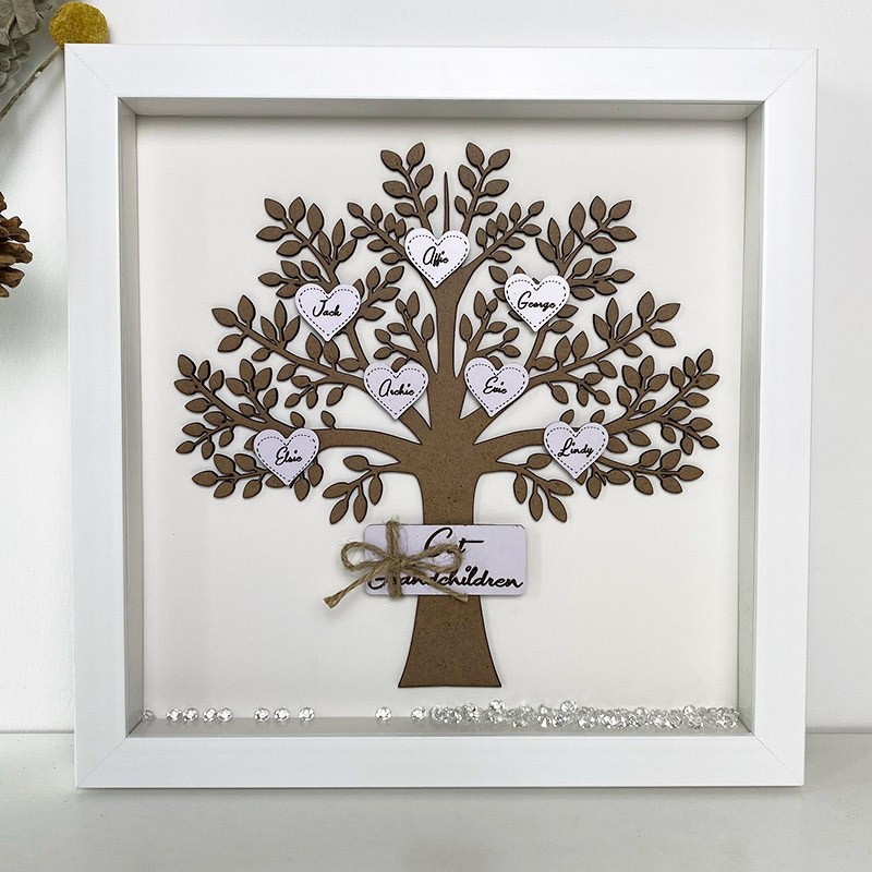 Personalised Family Tree Box Frame with 1-16 Names Mother's Day Gift
