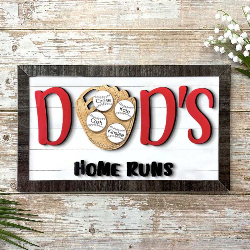 Personalised Father's Day Gift Baseball Dad Wood Sign