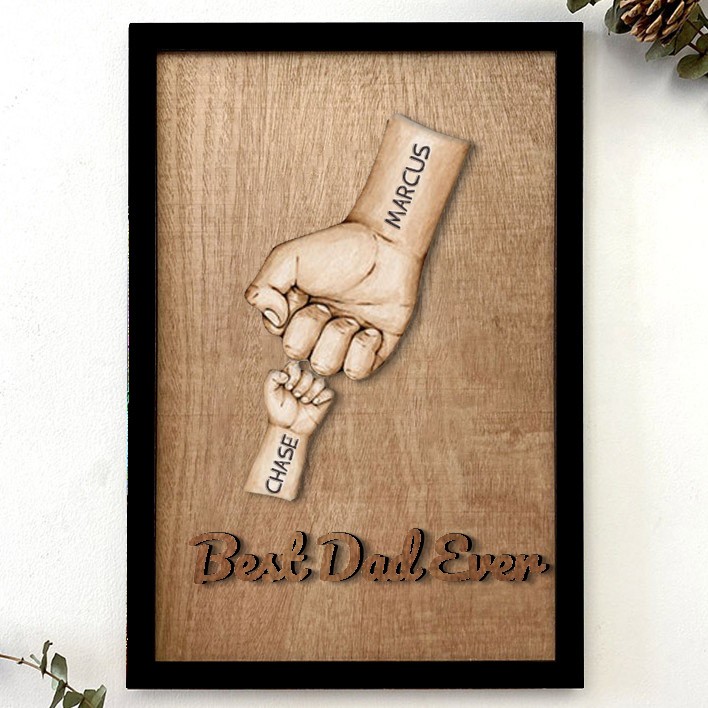 Personalised Best Dad Ever Family Hands Picture Frame Father's Day Gift