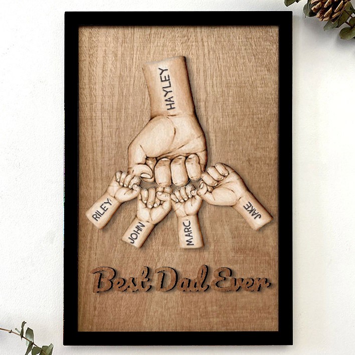 Personalised Best Dad Ever Family Hands Picture Frame Father's Day Gift