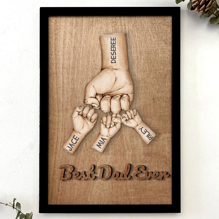 Personalised Best Dad Ever Family Hands Picture Frame Father's Day Gift