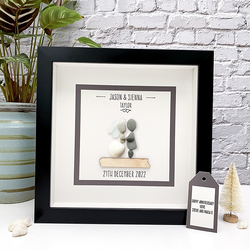 Personalised Wedding Pebble Art Picture Frame