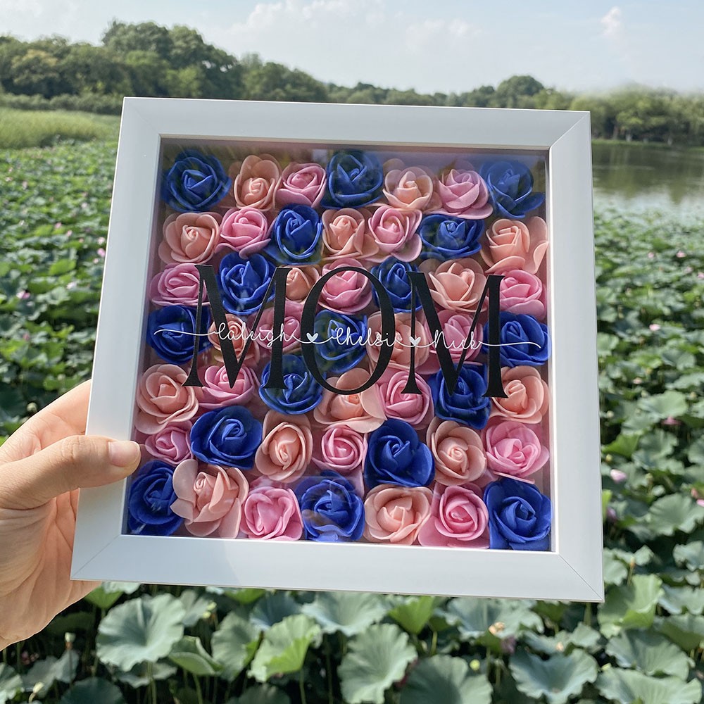 Personalised Mum Flower Shadow Box Gift for Mother's Day