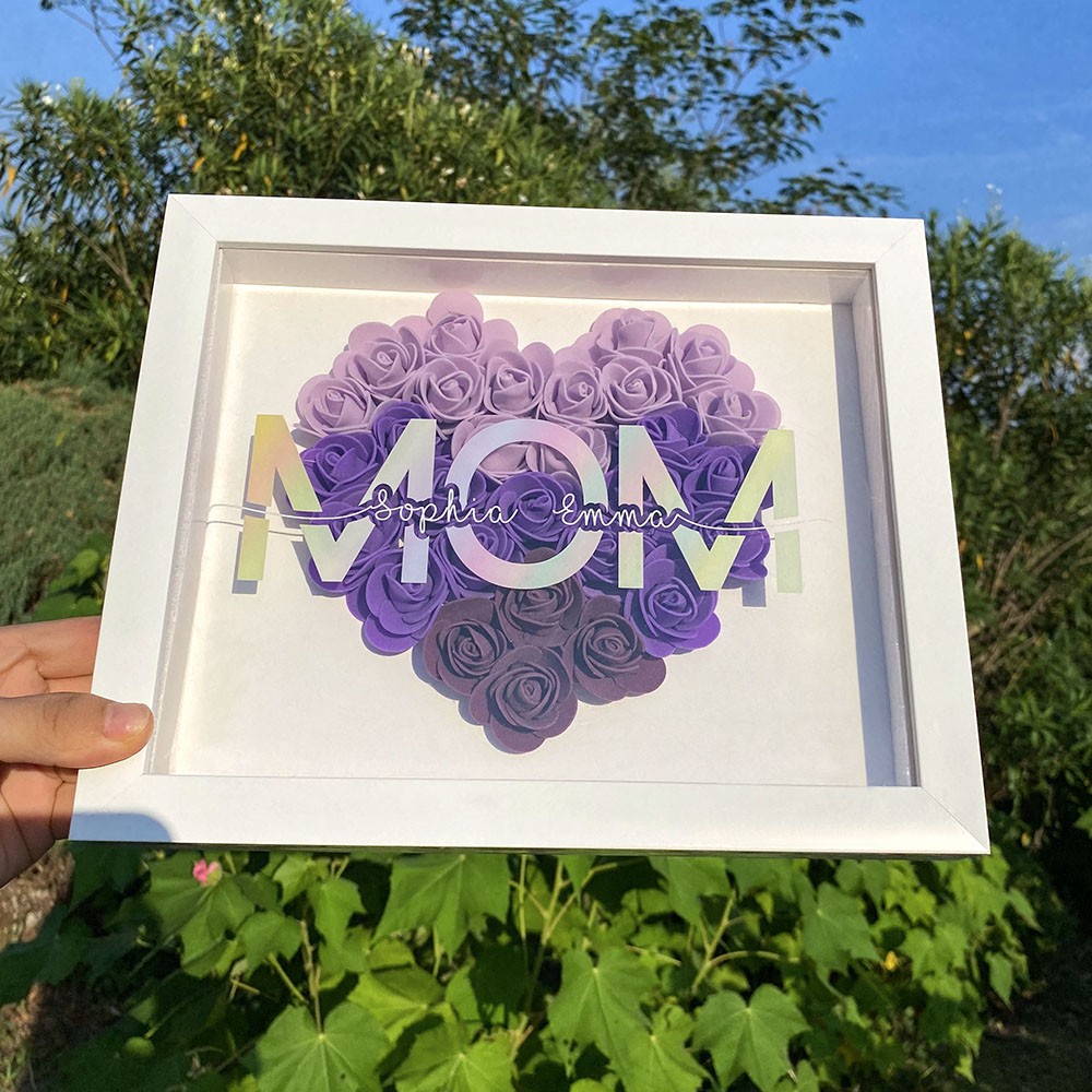 Personalised Mum Flower Shadow Box Gift for Mother's Day