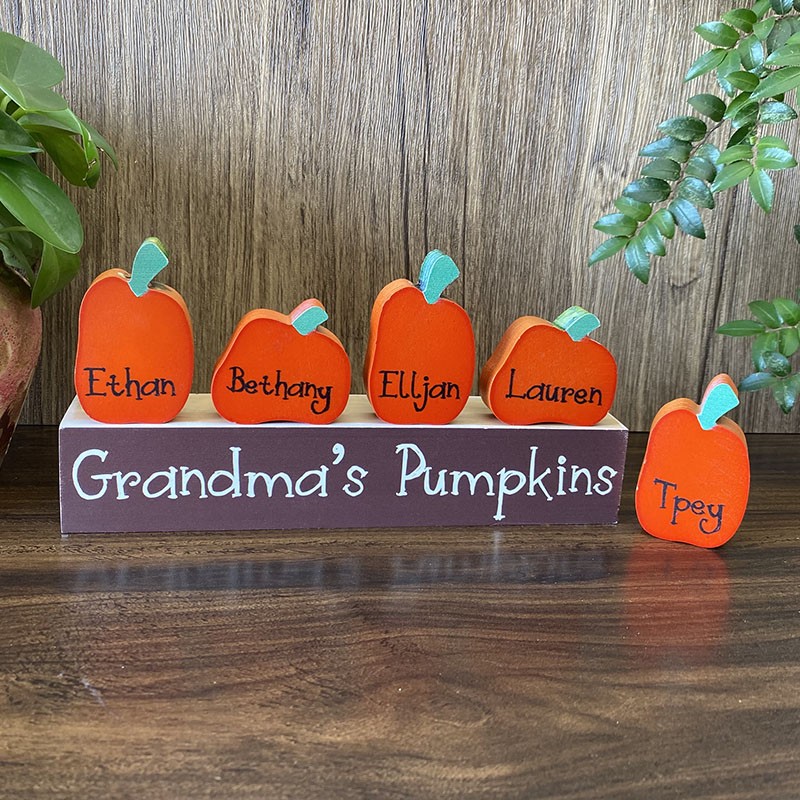 Personalised Grandma's Pumpkins with Names Fall Thanksgiving Halloween Decor Pumpkins Family Block Set 