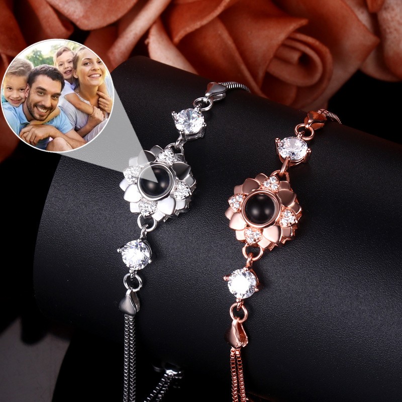 Personalised Memorial Photo Projection Bracelet Gift for Couple, Wedding Anniversary, Birthday 