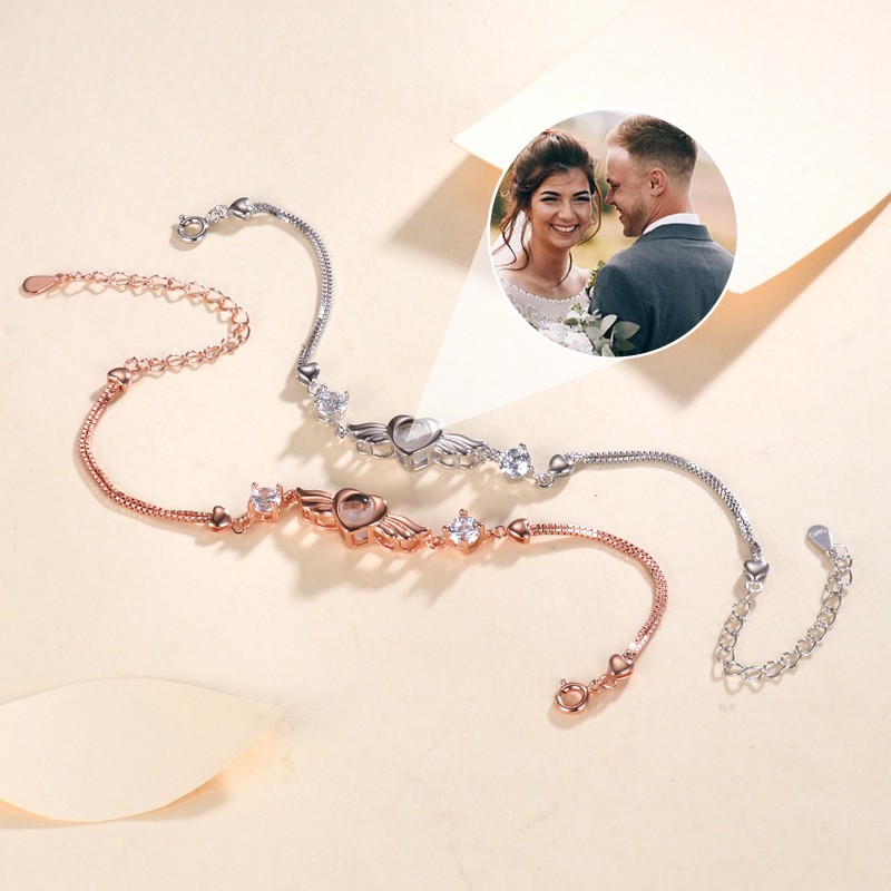 Personalised Memorial Photo Projection Bracelet Gift for Couple, Wedding Anniversary, Birthday 