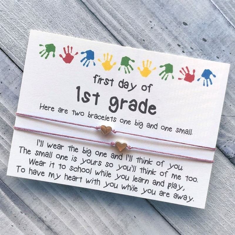 First Day of 1st Grade Bracelet Set Mummy and Me Wish Bracelet