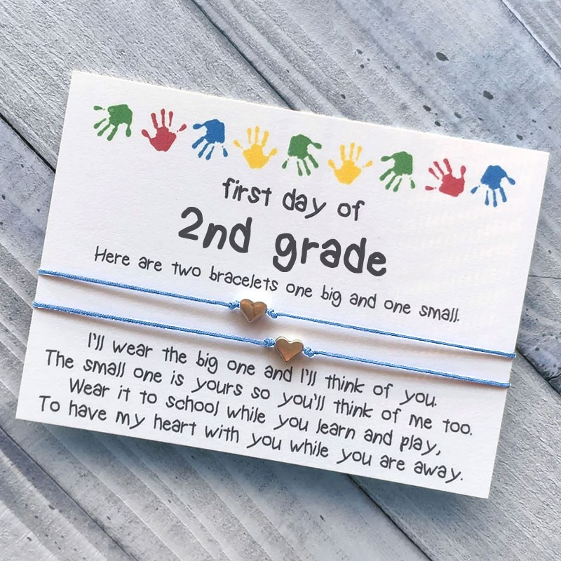 First Day of 2nd Grade Bracelet Set Mummy and Me Wish Bracelet