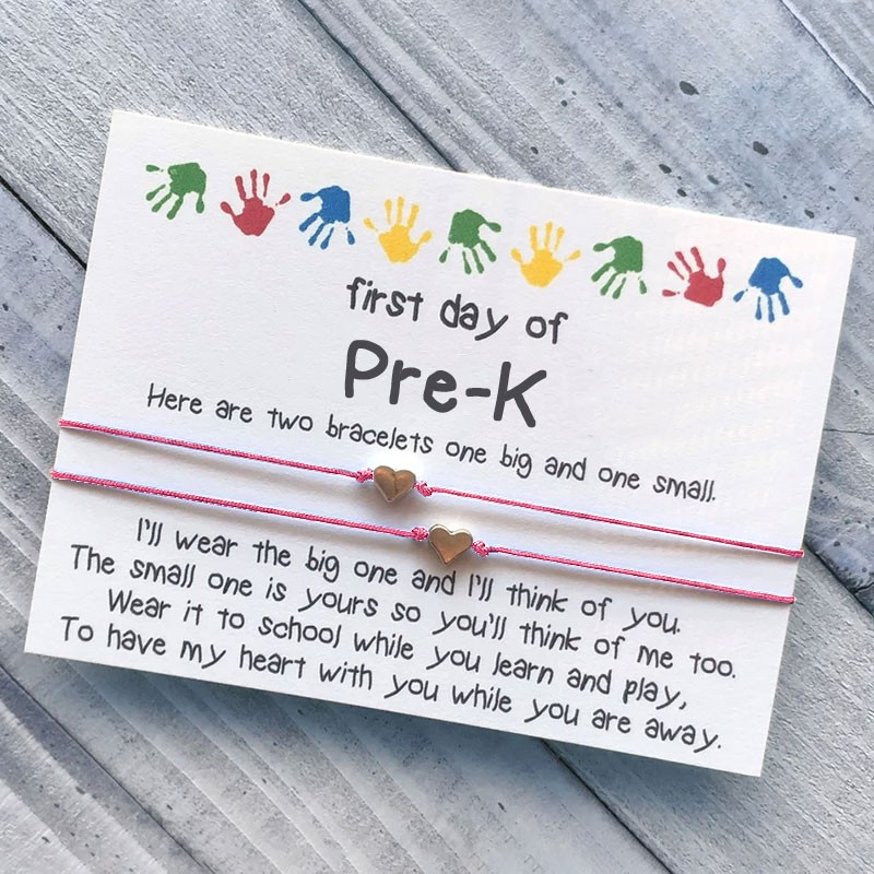 First Day of Pre-K Bracelet Set Mummy and Me Wish Bracelet