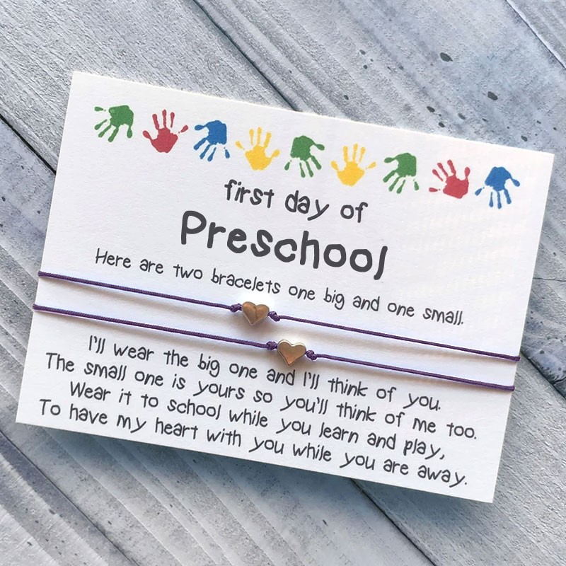 First Day of Preschool Bracelet Set Mummy and Me Wish Bracelet