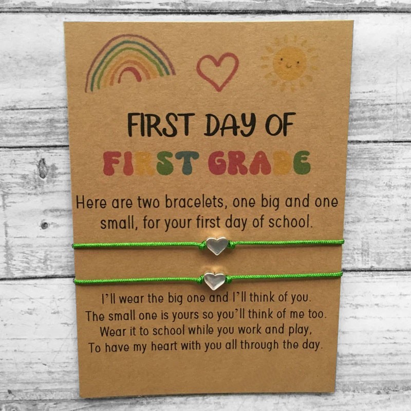First Day of First Grade Bracelet Set Mummy and Me Wish Bracelet