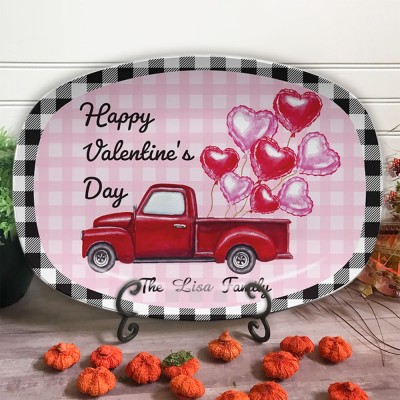 Personalised Valentines Day Truck Platter Couples Serving Plate for Her Valentine's Day Gift for Wife Girlfriend