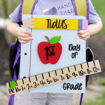 Personalised Interchangeable Back to School Sign Prop First/100th/Last Day of School Sign for Kids