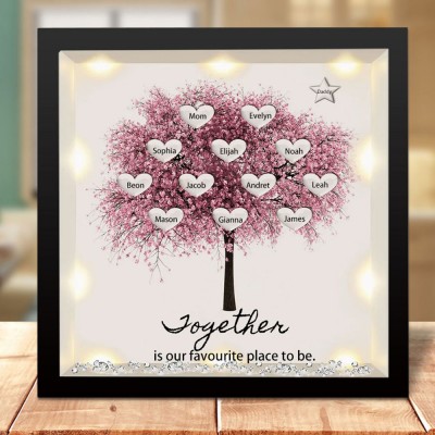 Personalised Light Up Family Tree Box Frame with 1-20 Names Mother's Day Gift For Grandma, Mum