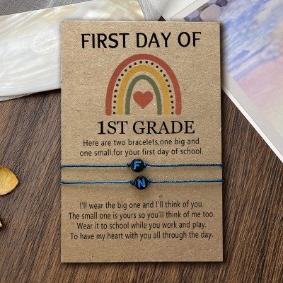 Personalised First Day of 1st Grade Matching Bracelets