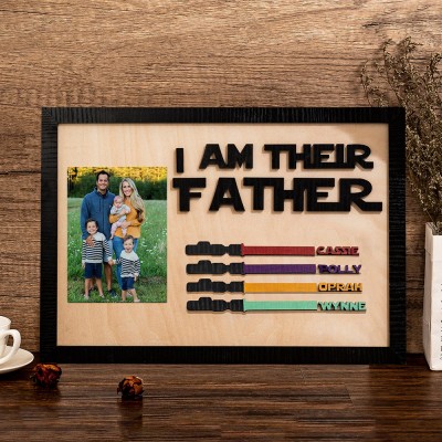 Personalised I Am Their Father Wooden Sign with Photo Unique Gift for Dad Father's Day Gifts