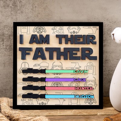 Personalised I Am Their Father Engraved Name Sign Lightsaber Gift for Daddy, Grandpa Father's Day Gift
