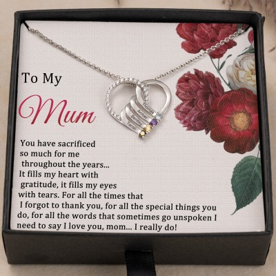 Personalised To My Mum Name Necklace with Birthstones Birthday Anniversary Gift Ideas for Mum Her