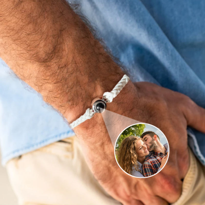 Personalised Photo Projection Men Bracelet with Picture Inside Gift for Him Boyfriend Man