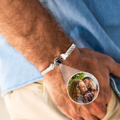 Personalised Photo Projection Men Bracelet with Picture Inside Boyfriend Bracelet Gift for Him