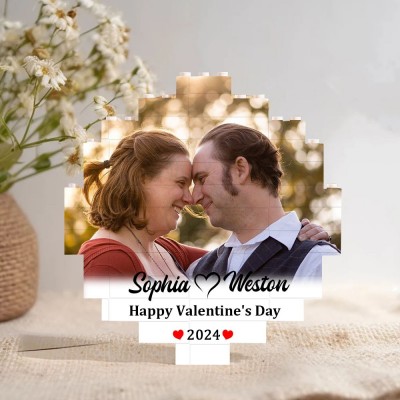 Personalised Photo Building Block Puzzle with Name Valentine's Day Gifts for Girlfriend Wife