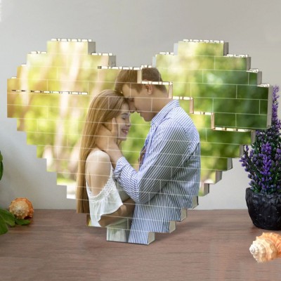 Personalised Heart Shaped Photo Building Block Puzzle Love Gifts for Soulmate Valentine's Day Gift Ideas Anniversary Gifts