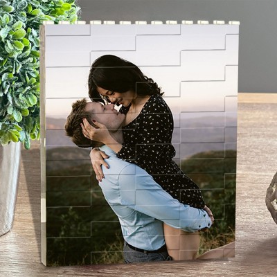 Custom Building Brick Photo Blocks Puzzle with Couple Photo Keepsake Gifts for Girlfriend Valentine's Day Gift Ideas