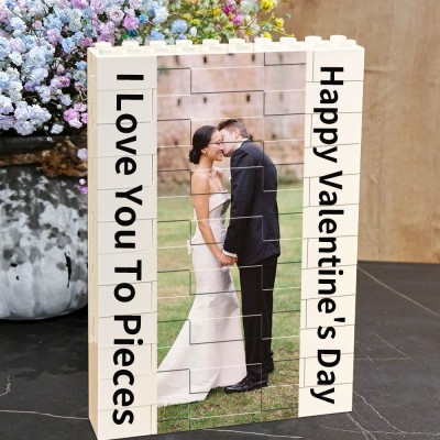 Love You To Pieces Personalised Engraved Photo Block Puzzle Anniversary Gift for Husband Valentine's Day Gift Ideas for Her