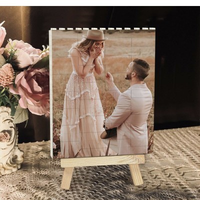 Personalised Photo Block Puzzle Engagement Gifts Wedding Anniversary Gift Ideas for Wife Valentine's Day Gift