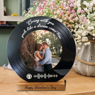 Custom Spotify Code Photo Music Song Plaque Record with Wood Stand Valentine's Day Gifts for Her Anniversary Gift Ideas