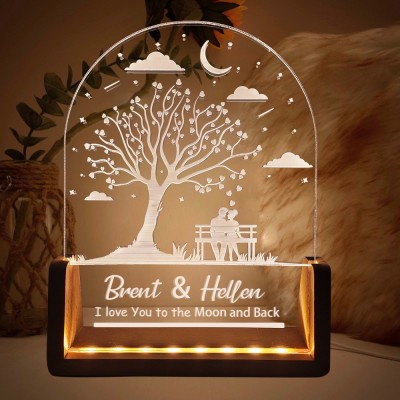 Personalised Night Lamp with Valentine's Couple Romantic Anniversary Gifts for Her Valentine's Day Gift Ideas