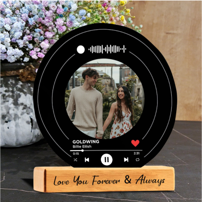 Personalised Spotify Song Photo Plaque Vinyl Record Wedding Anniversary Gifts Valentine's Day Gift Ideas
