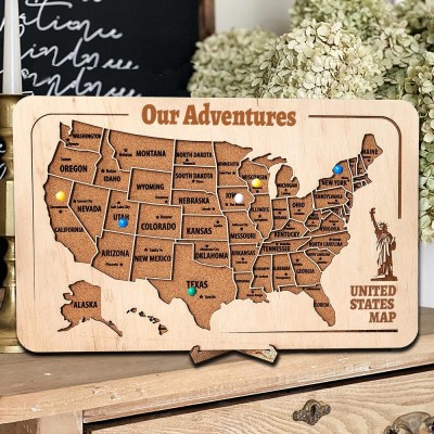 Custom Push Pin USA Map Board Travel Map Couples Gift Anniversary Gifts Valentine's Day Gift Ideas for Soulmate