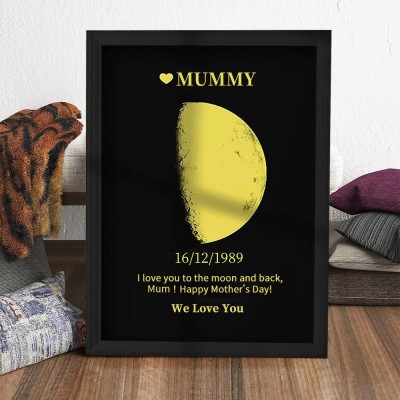 Personalised Moon Phase Wood Frame Heartful Gift For Mum Grandma Mother's Day Gift Ideas
