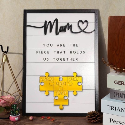 Personalised Acrylic Puzzles Sign with Kids Names Unique Family Plaque Gift For New Mum Grandma Mother's Day Gift Ideas